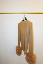 top with detachable fur cuffs