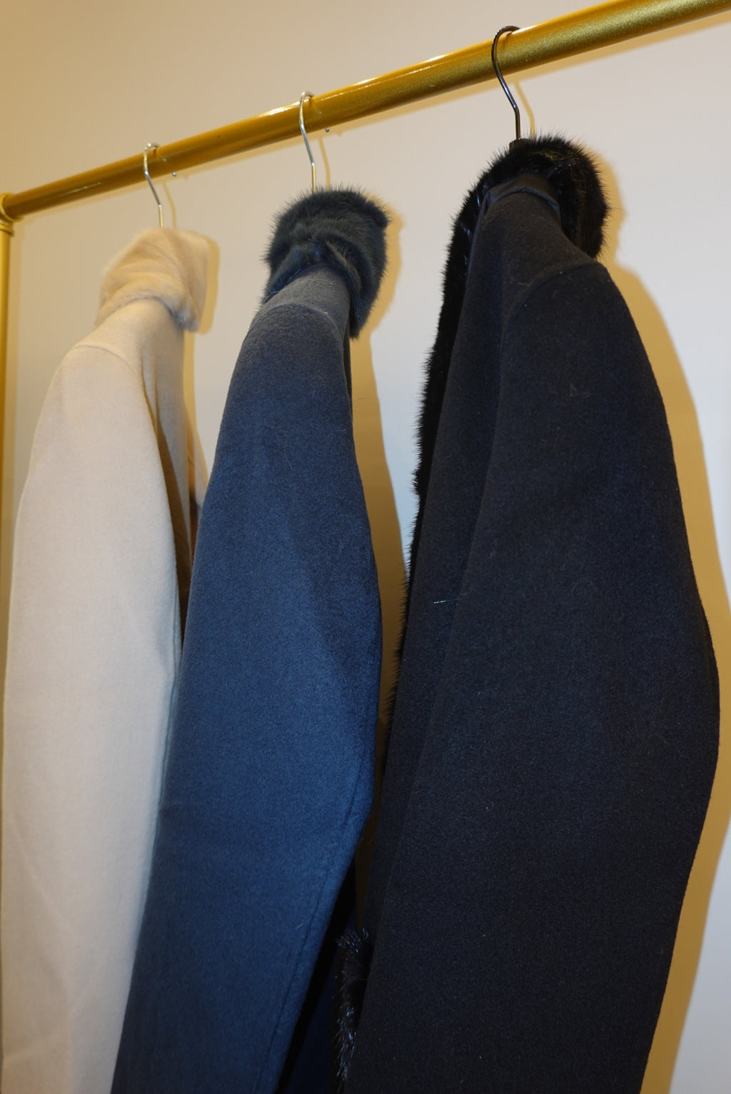 Blue cashmere coat with mink fur 